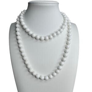 MONET Long Summer White Bead Necklace